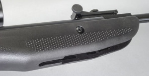 Raised dots improve grip –  and thanks to an articulated cocking linkage,  there’s no unsightly slot under the forend