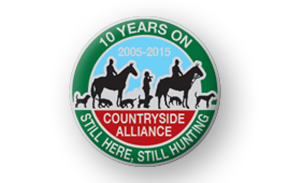 Celebrating the 10-year fight to repeal the Hunting Act 2005, the Countryside Alliance has introduced this badge to raise funds