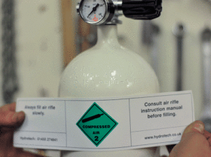 Hydrotech applies a ‘compressed air‘ label and a reminder of when the next test is due