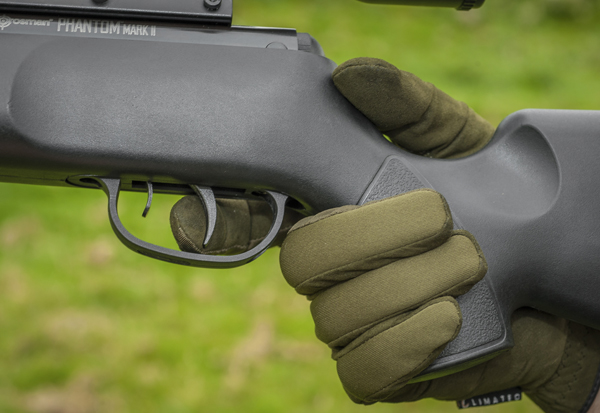 The Phantom's trigger features a manual, in-guard safety catch
