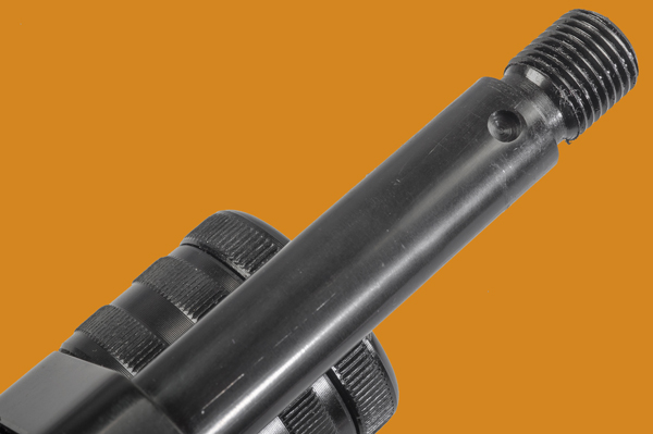 Unscrew the aluminium muzzle weight to reveal a ½in UNF thread for a silencer